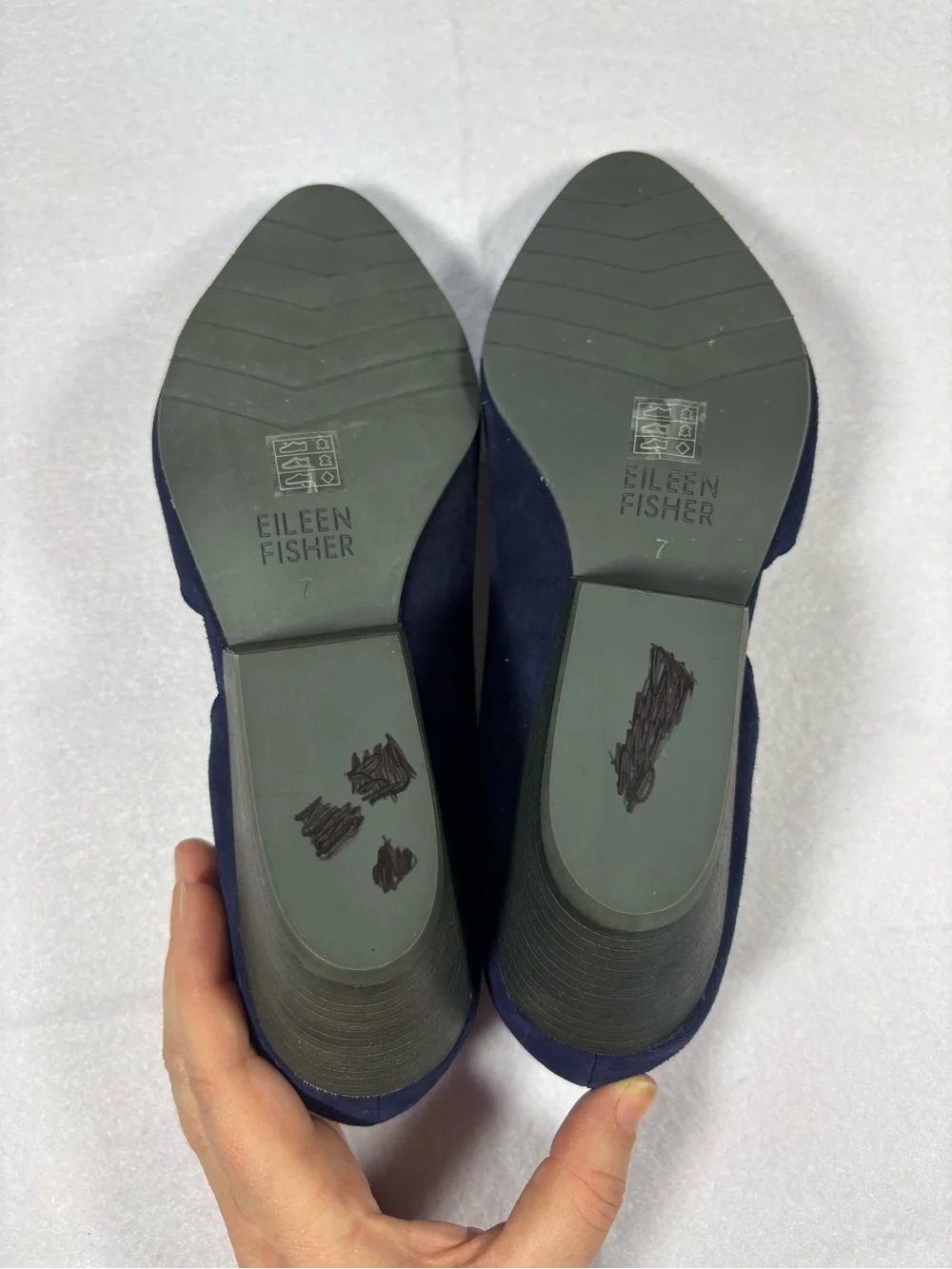 Eileen Fisher Lily Pump Deep Navy Suede Mid Block Heel Pumps